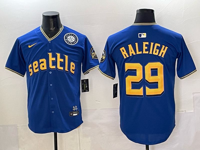 Men 2025 Seattle Mariners #29 Raleigh Blue City Edition Nike MLB Jersey style 82->nfl hats->Sports Caps